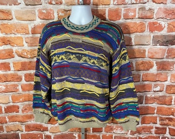 Vtg Authentic Coogi 90s Textured Funky Sweater Sz L Cosby Vtg Authentic Coogi 90s Textured Funky Sweater Sz L Cosby