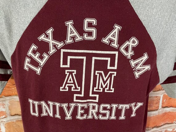 vintage 70s 80s Texas A&M striped tee - fits M/S … - image 3