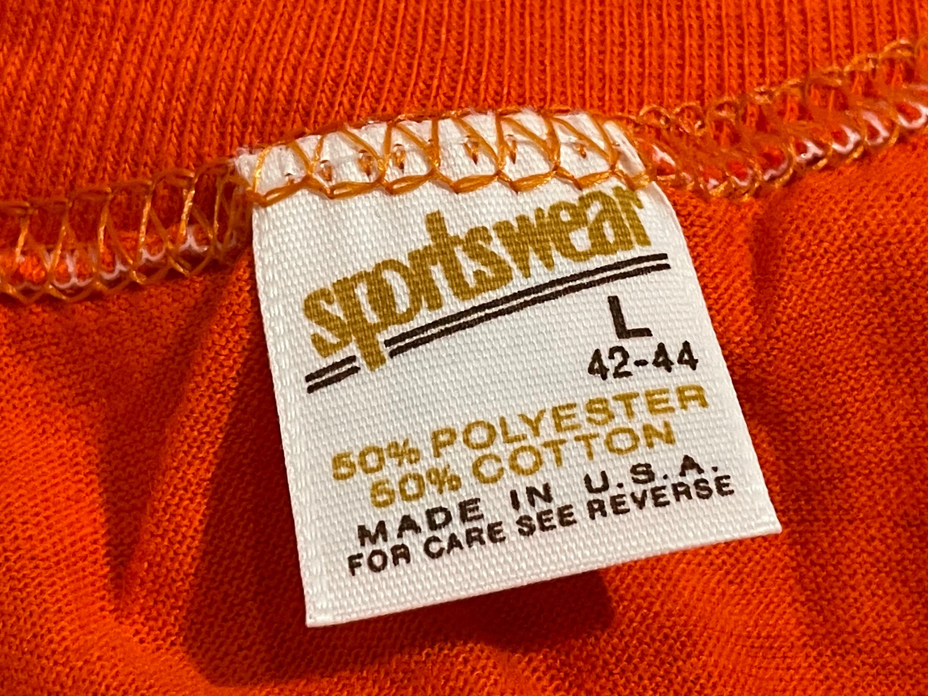 Vintage Deadstock 80s Sportswear Orange Blank Tee Super Soft 50/50