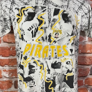 vintage early 90s Pittsburgh Pirates all over print shirt - Adult S/Youth XL - aop grunge buccos single stitch tee