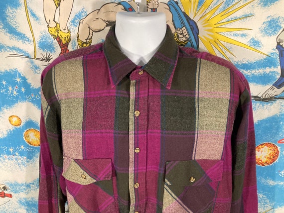 vintage 90s grunge era flannel shirt - sz L - supe
