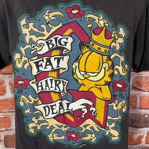 vintage faded 90s Garfield Big Fat Hairy Deal shirt - sz L - grunge sun tee