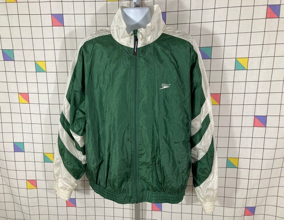 Vintage 90s Speedo Windbreaker Jacket - Sz XL - Color Block Green Grunge