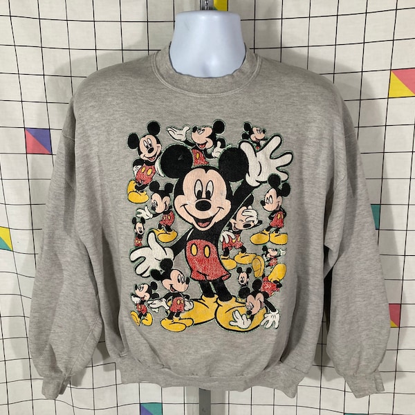 vintage 80s 90s Distressed Mickey Mouse Velva Sheen sweatshirt - fits L - emo jndie grunge crewneck