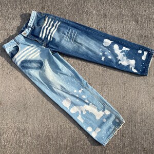 Vintage Akademiks Wide Leg Jeans: Y2K Two Tone Bleach Splatter, Size 36