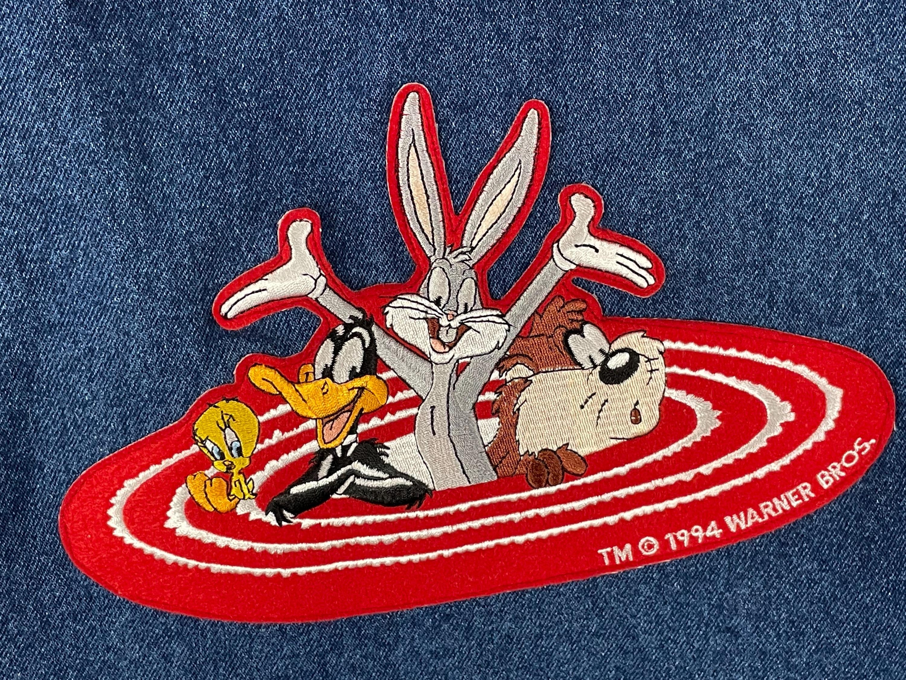 Vintage 90s Looney Tunes Denim Vest: Bugs Bunny, Taz - Deadstock 