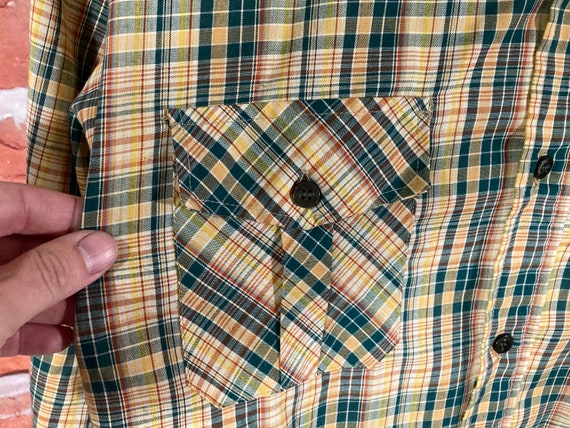 vintage 60s 70s Sears plaid button up shirt - sz … - image 5