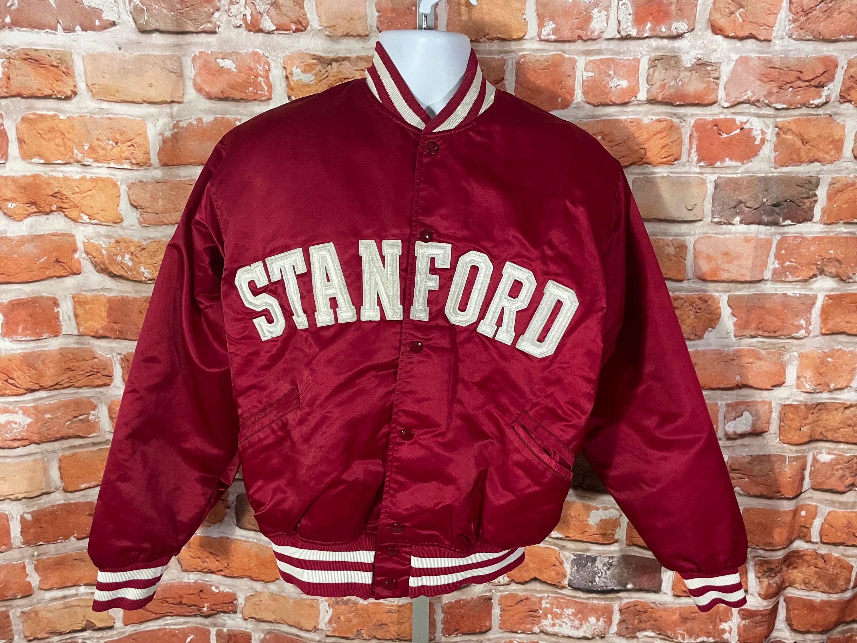 Vintage Stanford University Satin Bomber Jacket - Sz L - Cardinal 