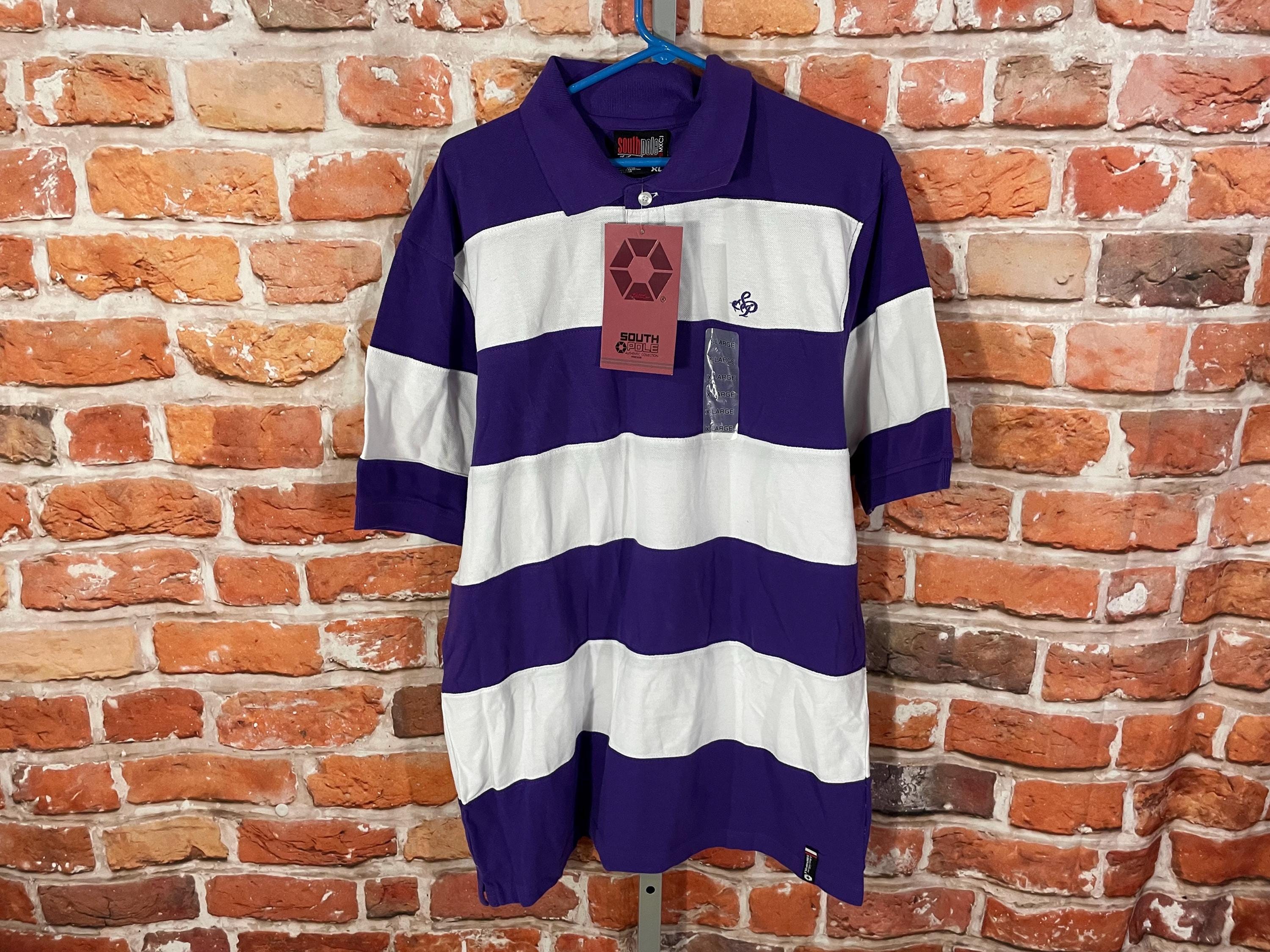 Vintage Y2k Southpole Purple Striped Polo Shirt - Sz XL Vintage Y2k Southpole Purple Striped Polo Shirt - Sz XL
