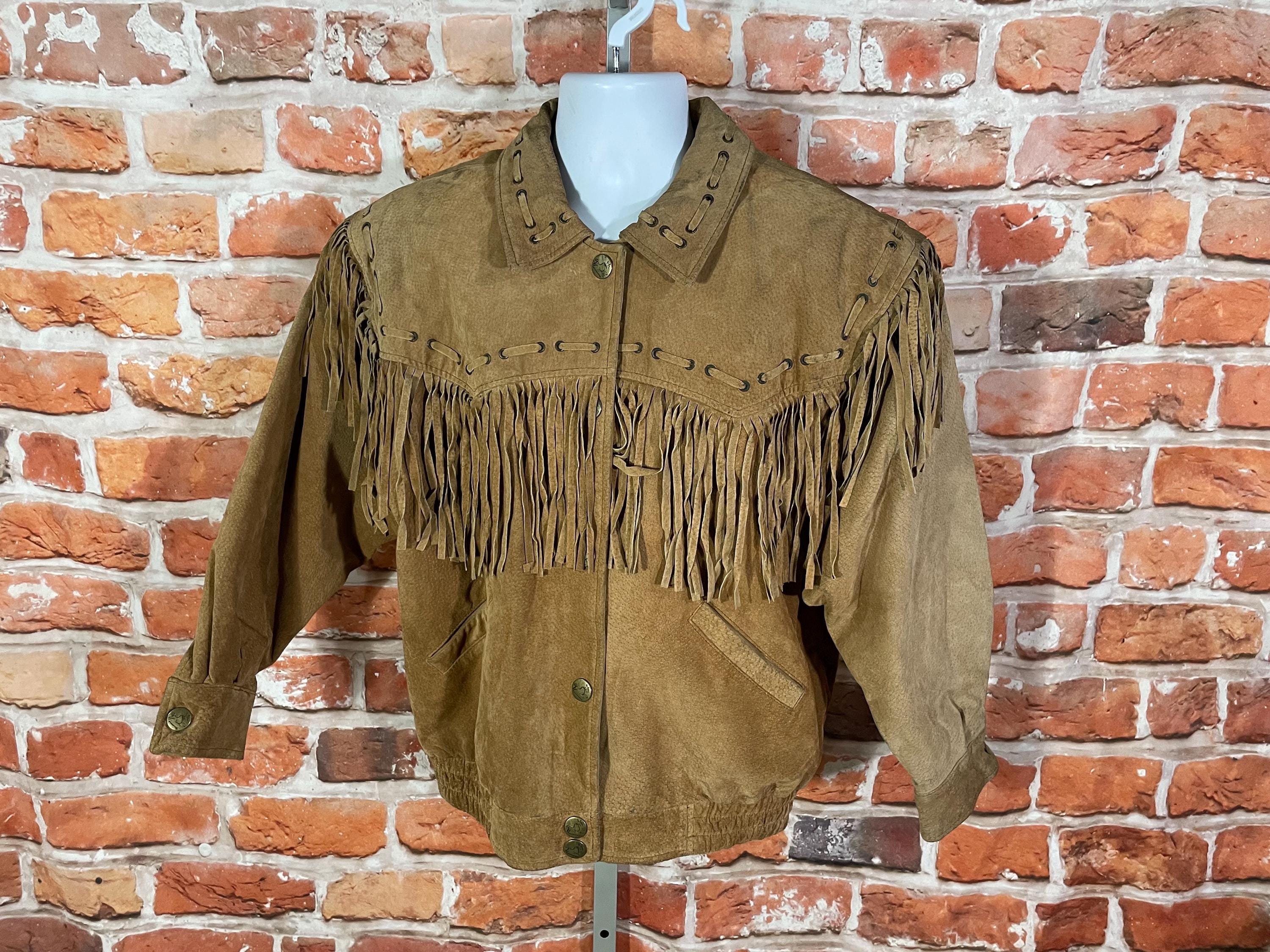 Vintage Starling Suede Leather Fringe Jacket Sz M Country Cowboy