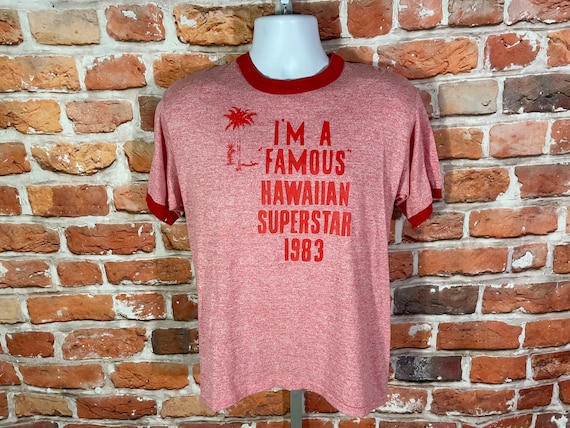 vintage 1983 Im A Famous Hawaiian Superstar ringe… - image 1