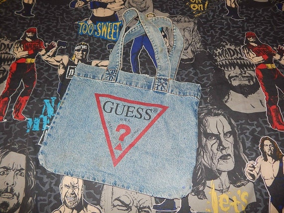 guess blue jean purse