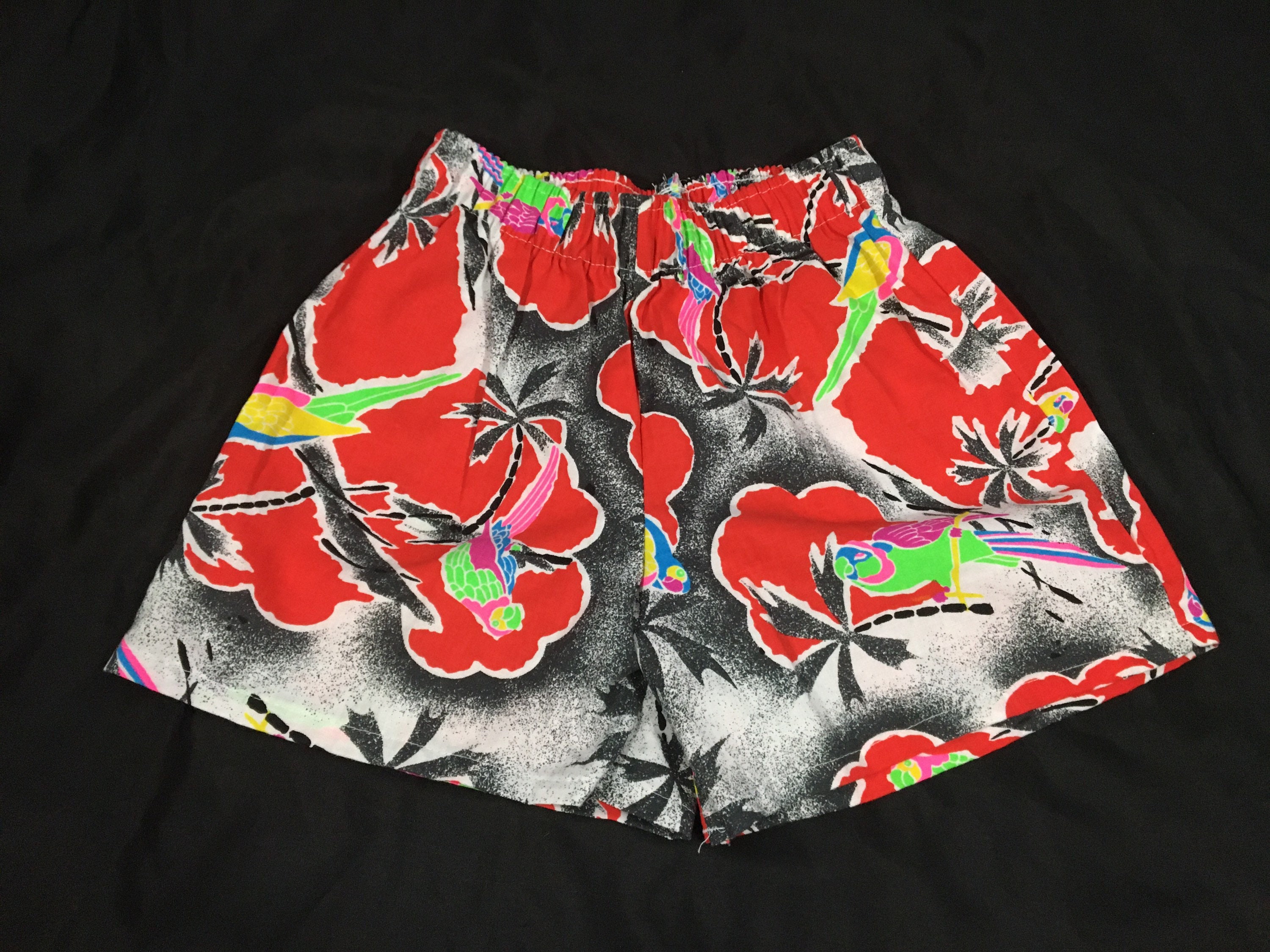 Neon Hawaiian Parrot Print Jams Shorts 