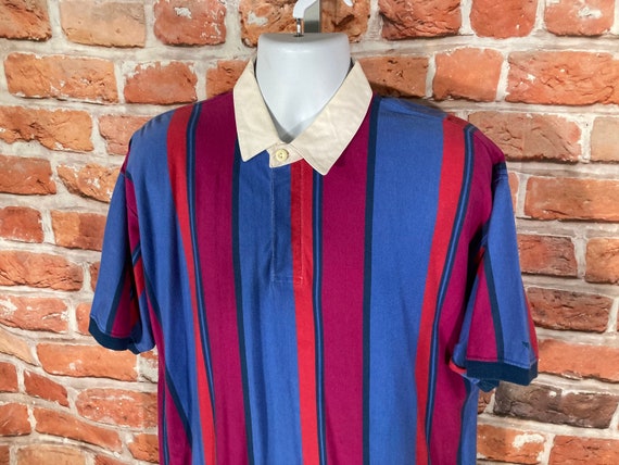 Vintage 90s Dockers Rugby Polo Shirt Mens L Color block Hip