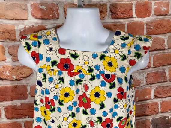 vintage flower dress 60s colorful flowers all ove… - image 3