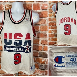 VTG 90s Michael Jordan #9 USA Dream Team 1992 Olympics Jersey Champion Sz  40 NBA