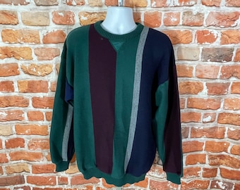 vintage 90s striped colorful sweater - sz XL - grunge grandpa emo indie