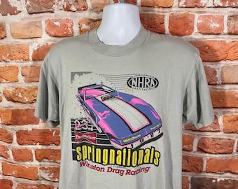 vintage 1987 NHRA Spring Nationals shirt - fits M - Winston drag racing 80s tee