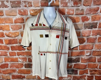 Camisa vintage de poliéster estilo años 60 y 70, con cuello tipo dardo, marca Challenger, talla L, nueva con etiquetas.