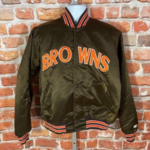 vintage Cleveland Browns Starter Satin Bomber Jacket - sz L - Pro Line quilted