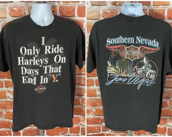 【極希少】ハーレーダビッドソン 3XL Tシャツ USA製 ローマ限定 ヴィンテージ 1992 ハーレーダビッドソン ラスベガス Tシャツ - XL