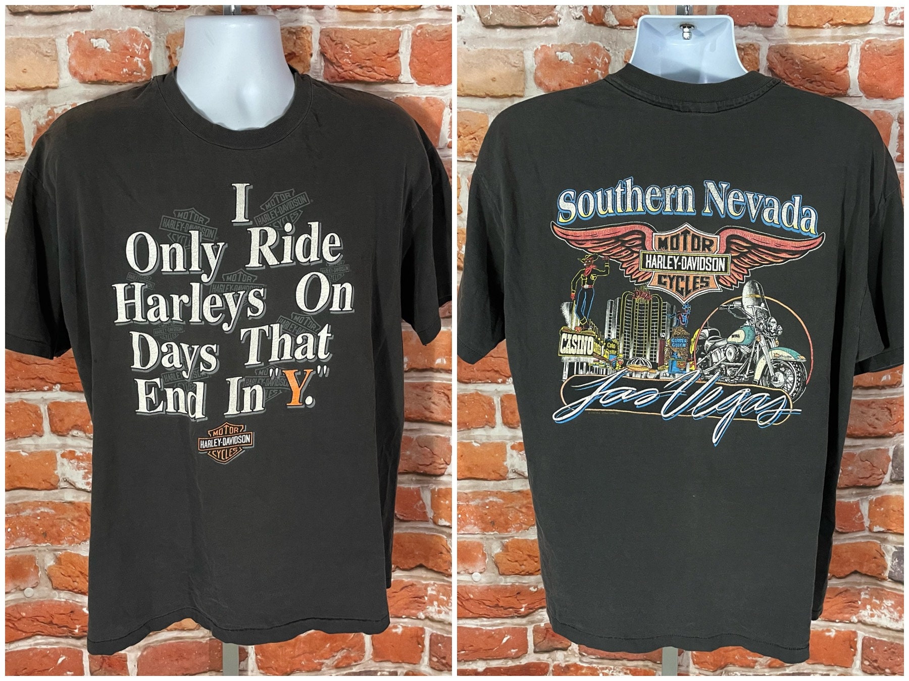 ヴィンテージ 1992 ハーレーダビッドソン ラスベガス Tシャツ - XL