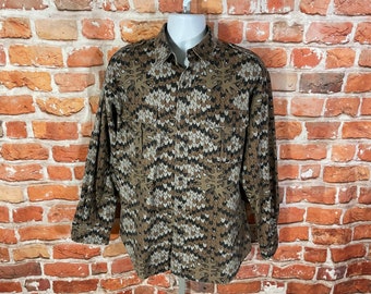 vintage Diamondback snake camo button down shirt - sz L - 70s 80s