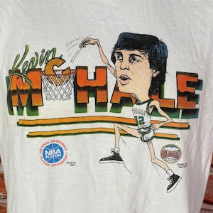 vintage 1986 Kevin McHale Boston Celtics caricature shirt - fits M/S Screen Stars soft thin single stitch 80s tee