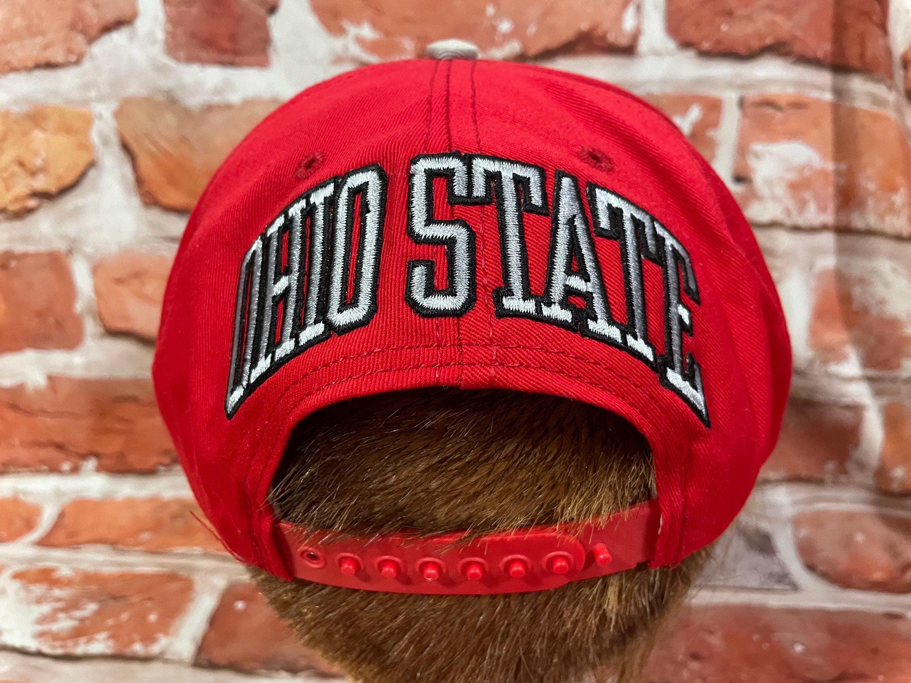 Vintage Ohio State Blockhead Snapback Hat Back Spellout 90s 