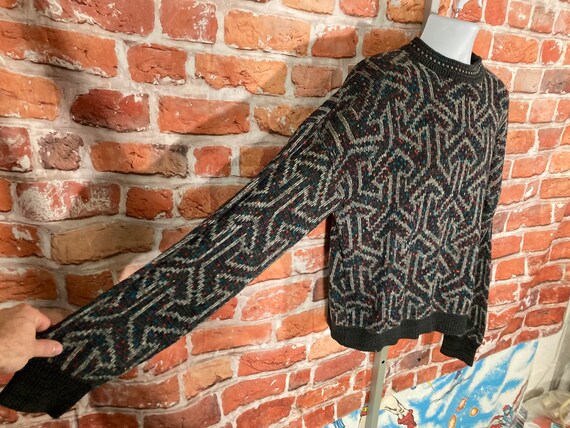 vintage 80s funky geometric abstract sweater w ne… - image 4