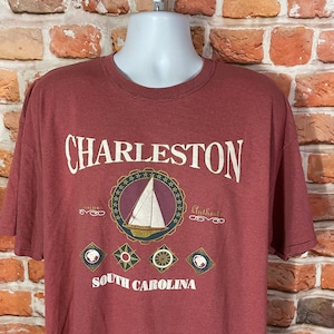 vintage 90s Charleston South Carolina striped tee - sz 2XL - iou grunge shirt