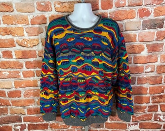 Vintage 90s Coogi Textured Chunky Polo Collar Sweater Sz L Cosby ...
