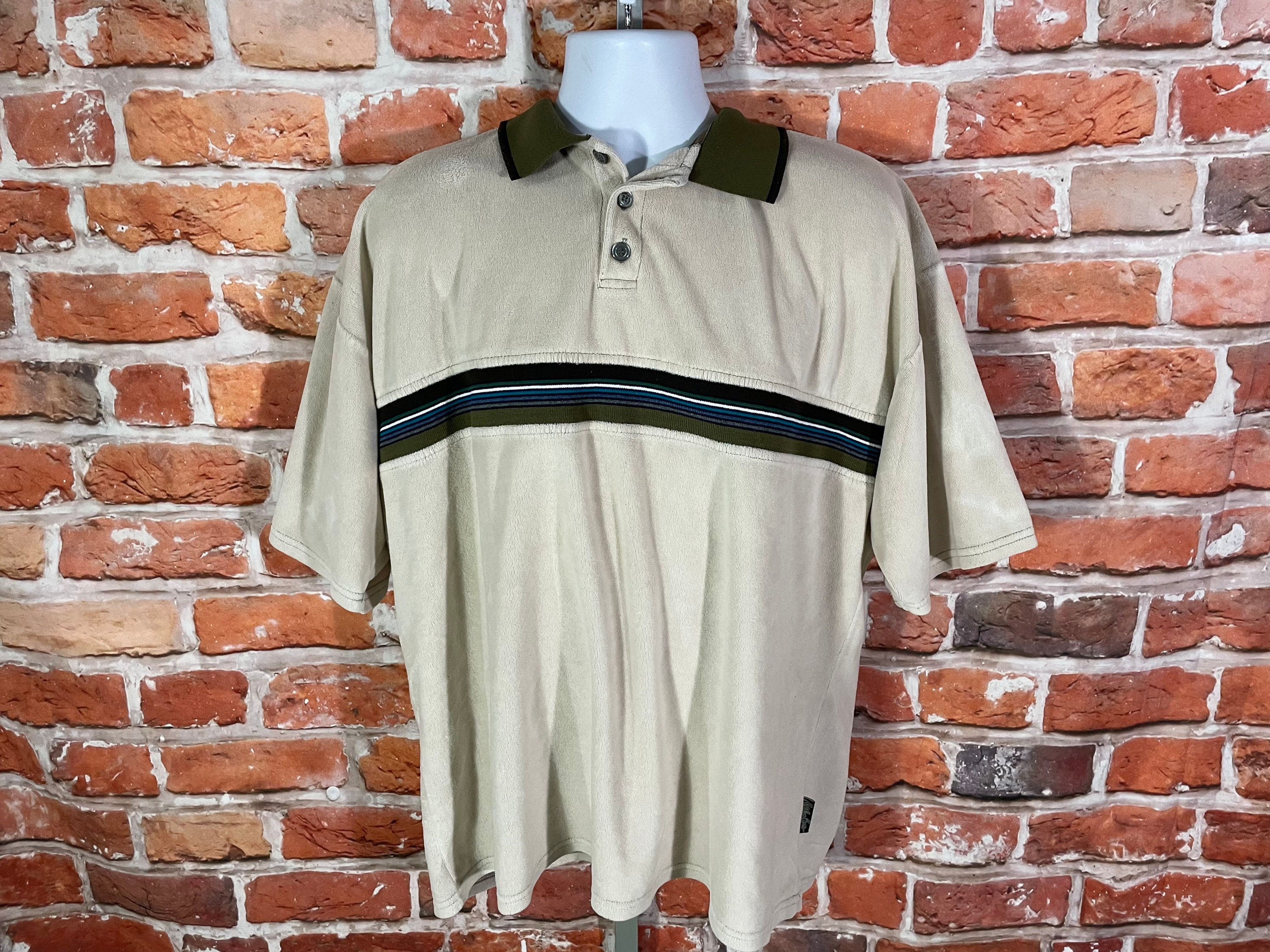Vintage 90s Maui & Sons Terry Cloth Striped Surf Polo Shirt Vintage 90s Maui & Sons Terry Cloth Striped Surf Polo Shirt