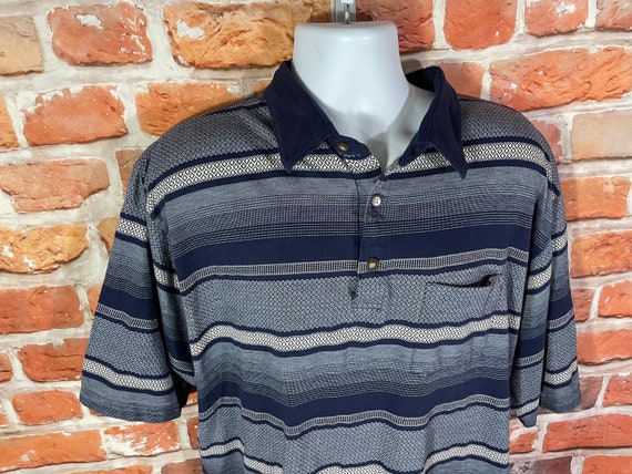 Vintage 80s 90s Palmland Funky Striped Polo Shirt - Sz 3XL