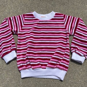 vintage 80s striped velour girls/youth sz 6 sweatshirt - cute emo indie