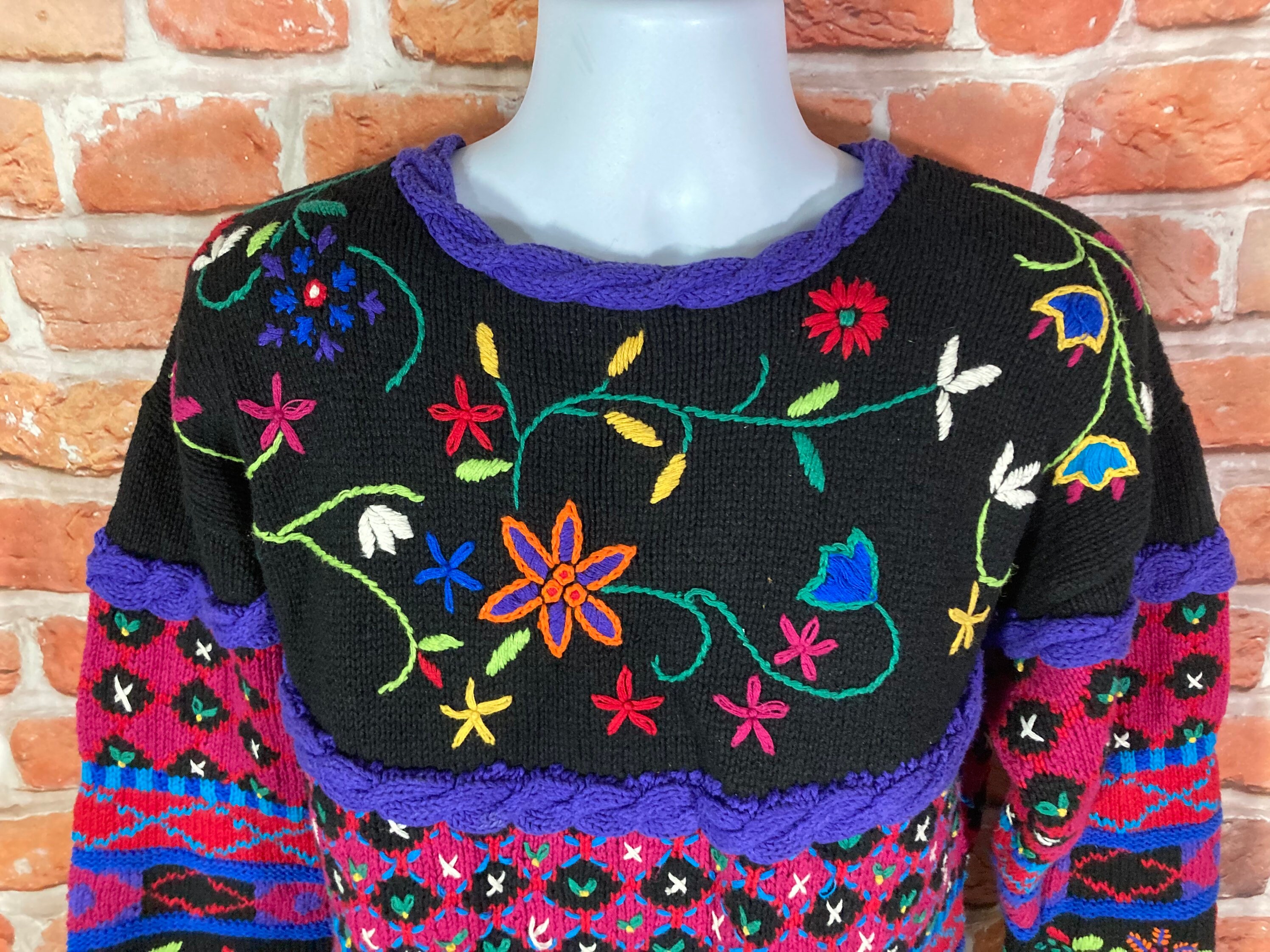 MARKM☆FLOWER ALL OVER KNIT Chunky Flower Cardigan - Floral Knit Sweater , Oversized