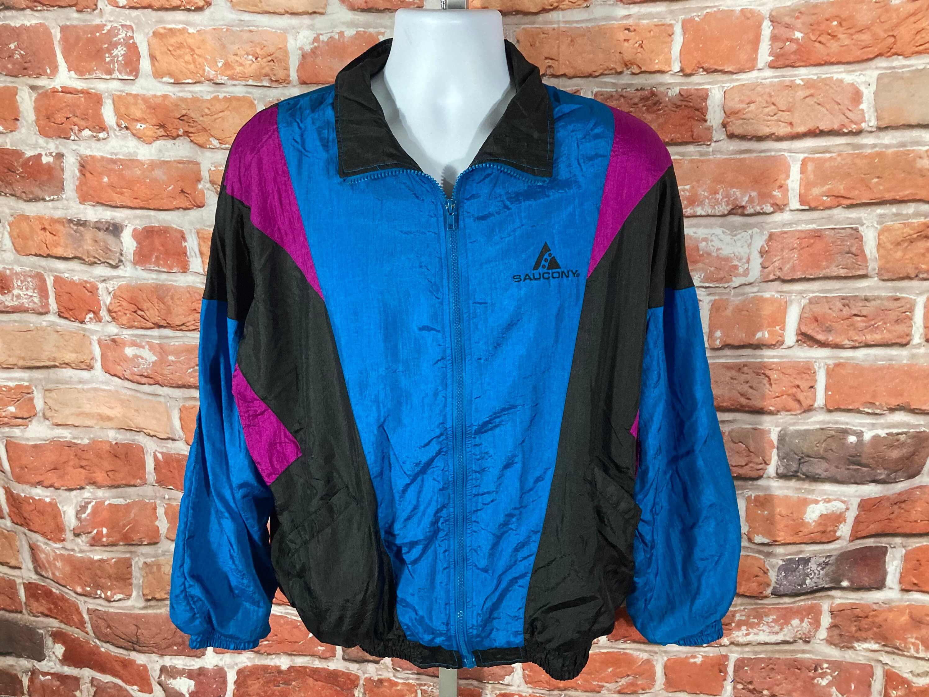 Vintage 80s 90s Saucony Windbreaker Jacket Sz L Colorblock - Etsy
