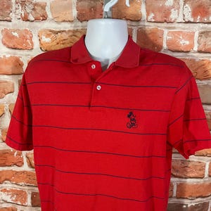 vintage 80s 90s Mickey Mouse striped golf polo shirt - sz M - soft single stitched disney polo
