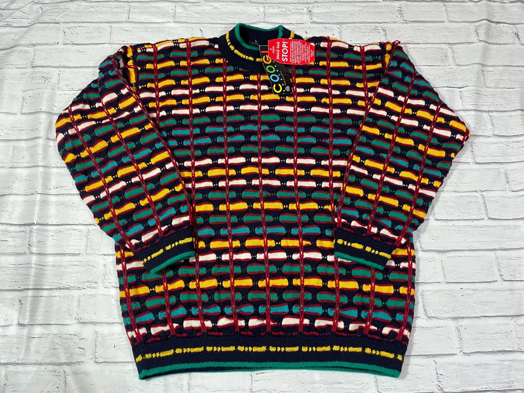 Vintage 90s Coogi Textured Multicolor Textured Wool Sweater Vintage 90s Coogi Textured Multicolor Textured Wool Sweater