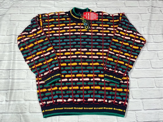 Vintage 90s COOGI Sweater Womens Sz Medium Multicolor Biggy