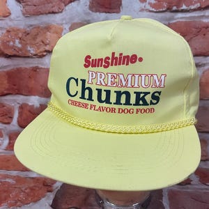 Vintage 80s Sunshine Mills Chunks Dog Food Rope Trucker Snapback