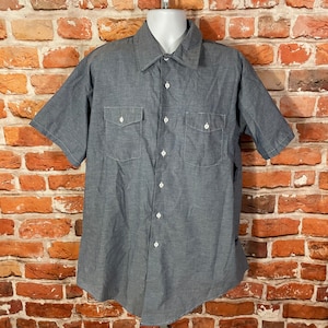 vintage 70s Key Chambray Work Shirt - sz XL Tall -