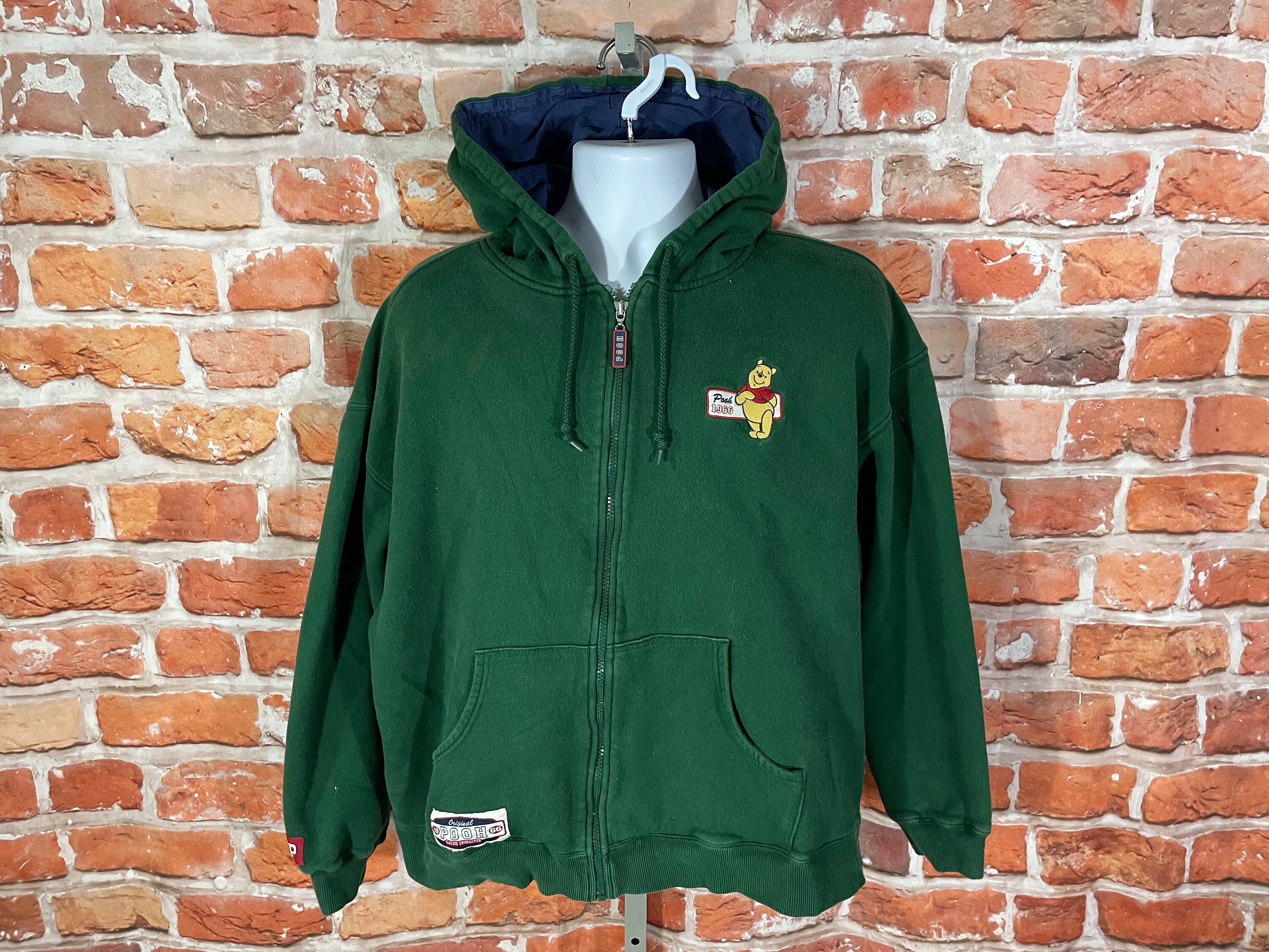Vintage 90s Winnie the Pooh Zip Sweatshirt Sz XL Fits Wide short Faded Grunge Disney Green Etsy New Zealand