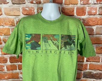 vintage 90s Wintergreen Virginia skishirt - maat XL - herwerkte handgeverfde grunge