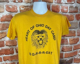 Vintage 80s Heart Of Ohio Day Camp T-Shirt - Single Stitched Tee - Fits M