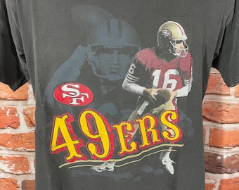 80s ヴィンテージ ジョー・モンタナ サンフランシスコ・49ers Tシャツ 色あせたヴィンテージ ジョー モンタナ サンフランシスコ 49ers シャツ