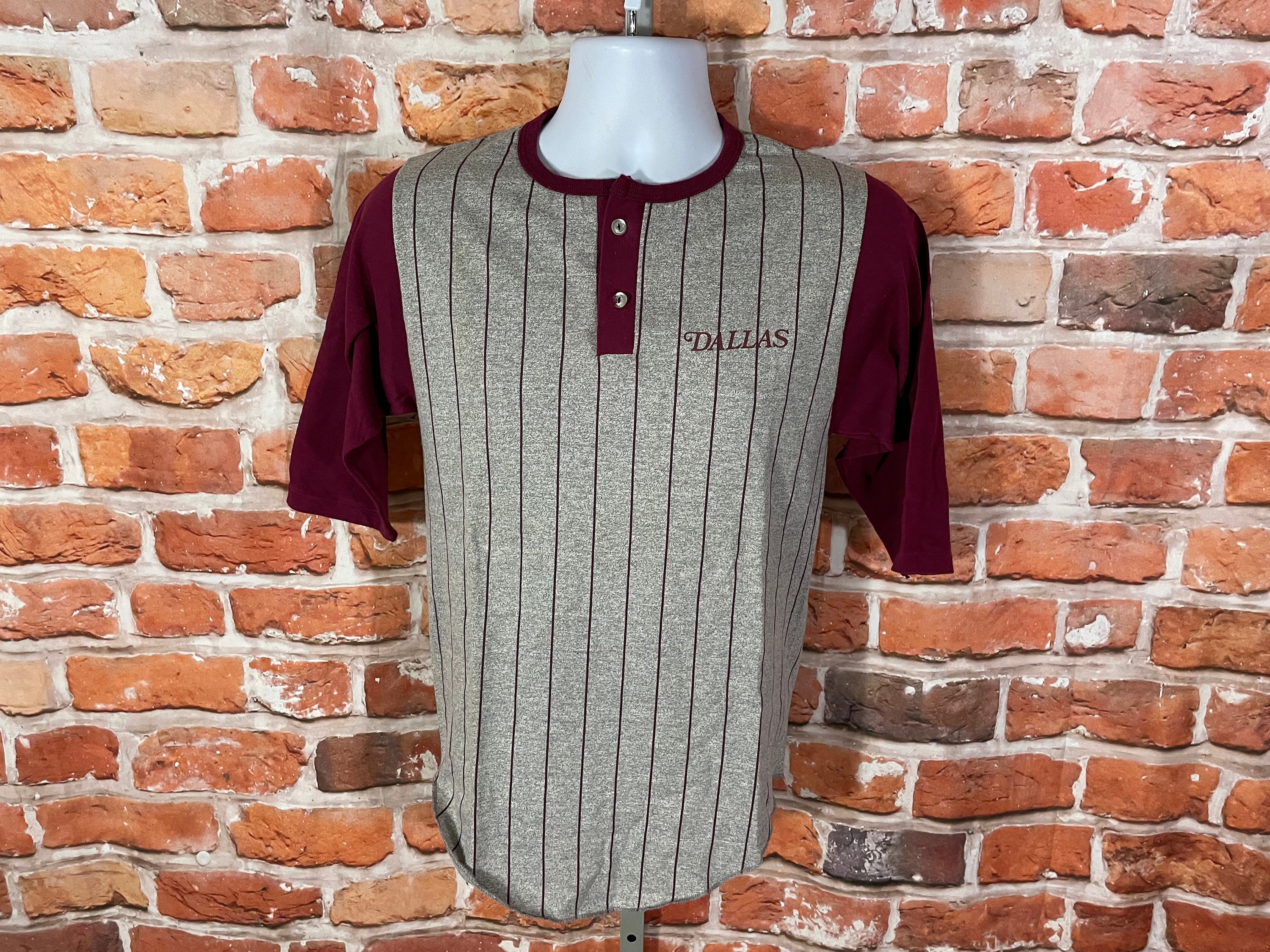 Vintage 70s 80s Dallas Striped Henley Baseball Shirt - Fits M/S