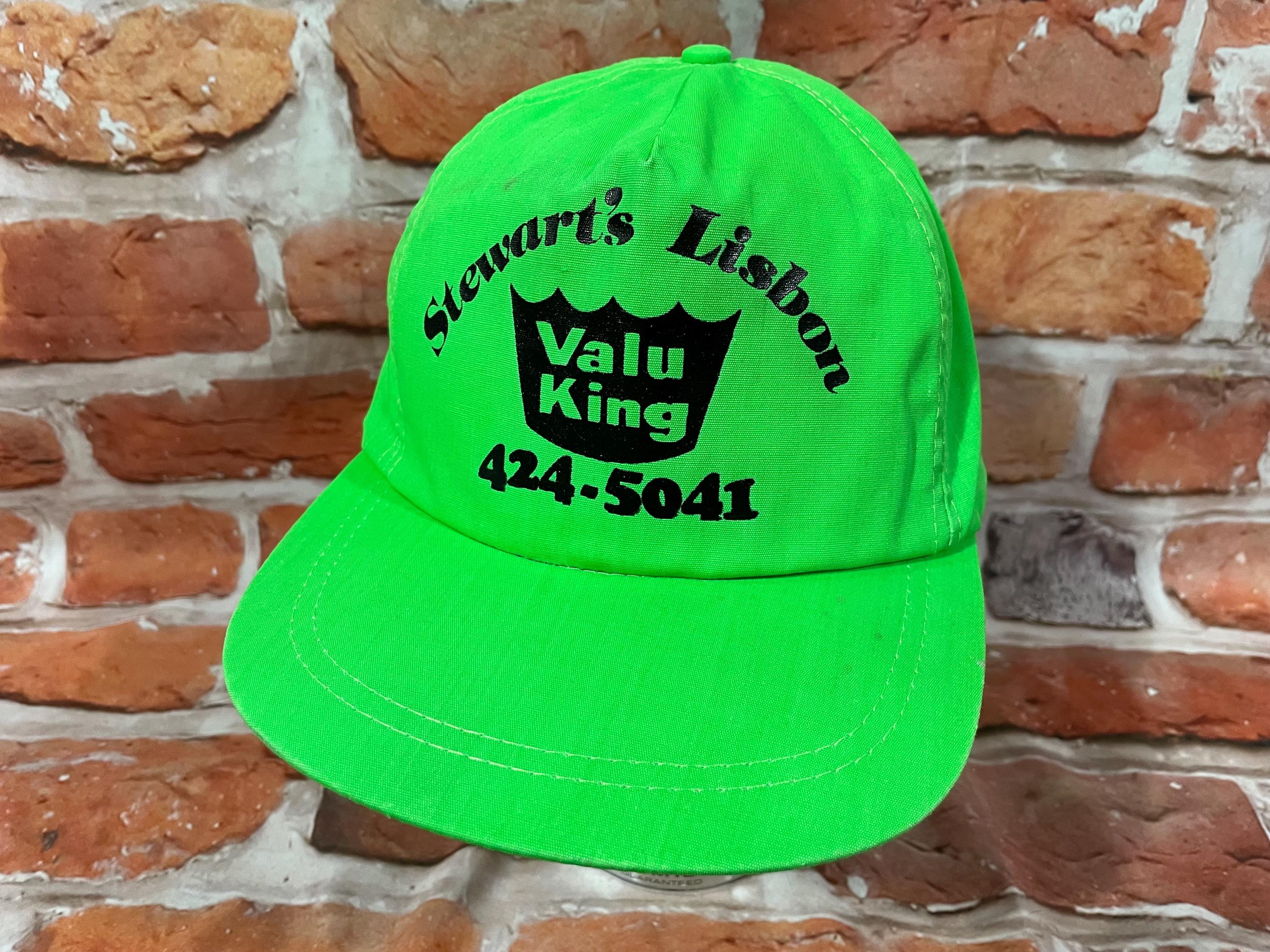 80s Vintage VALU KING Neon Green Snapback Trucker Hat - Grocery
