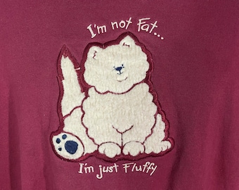 vintage I'm Not Fat I'm Just Fluffy linda sudadera de gato - sz L - emo indie 90s