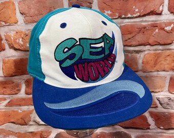 Vintage 90s Sea World Snapback Hat Swirl Tri Panel - Etsy